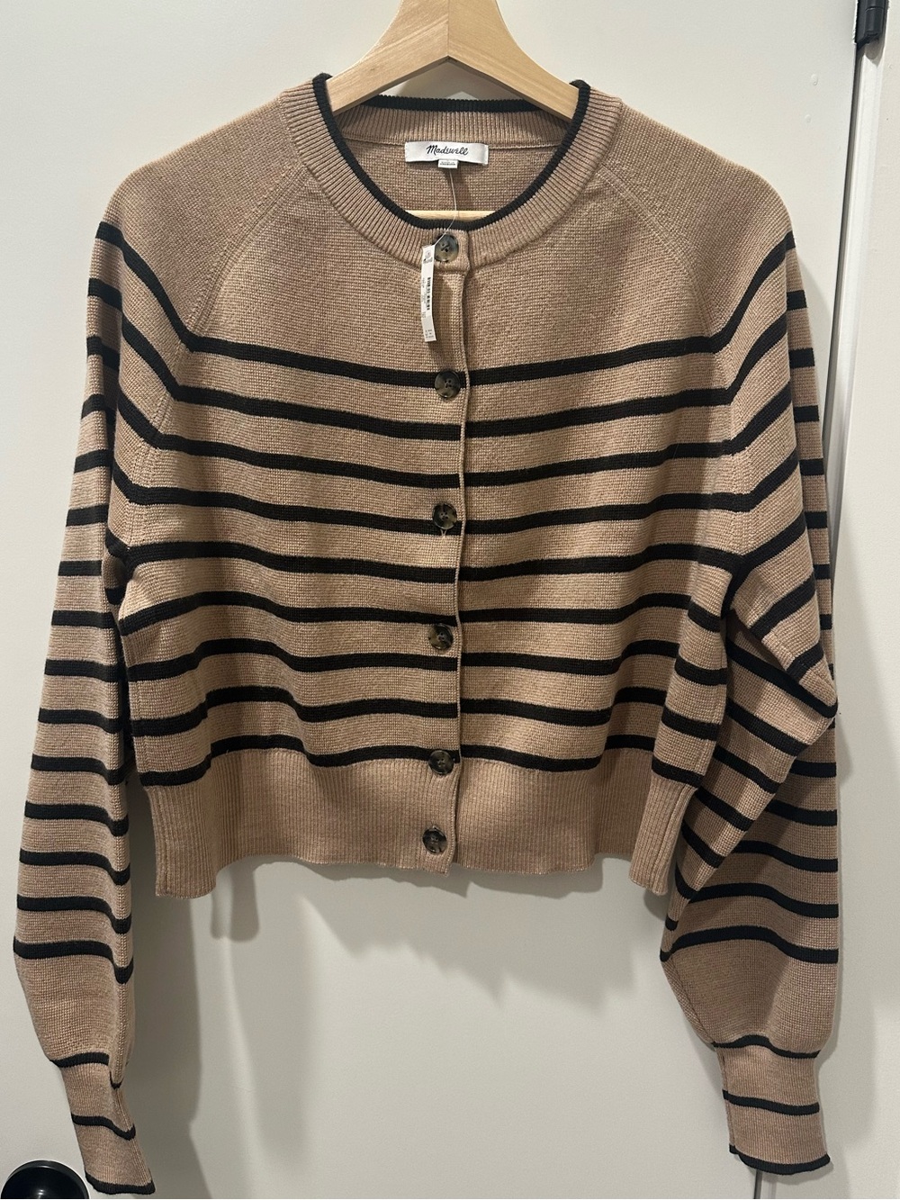 Madewell raglan-sleeved cropped cardigan in merino wool